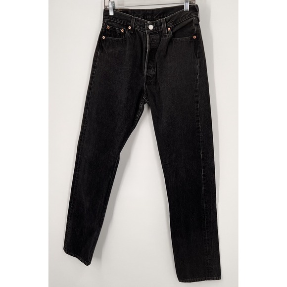 Vintage Levis 501 Jeans Womens Black W30 L33 Made In USA Button Fly Denim 90s - Picture 9 of 15